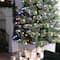Glitzhome® 7.5ft Pre-Lit Green Cashmere Slim Pine Artificial Christmas Tree, Multicolor LED Lights